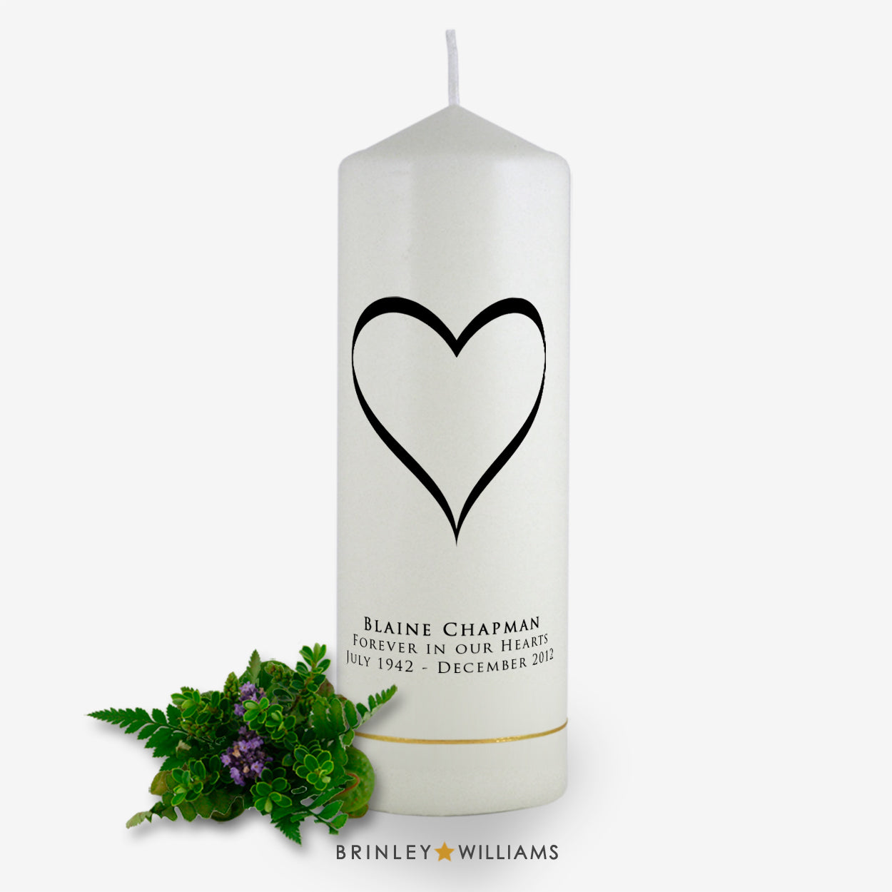 Love Heart Personalised Memorial Candle - Charcoal