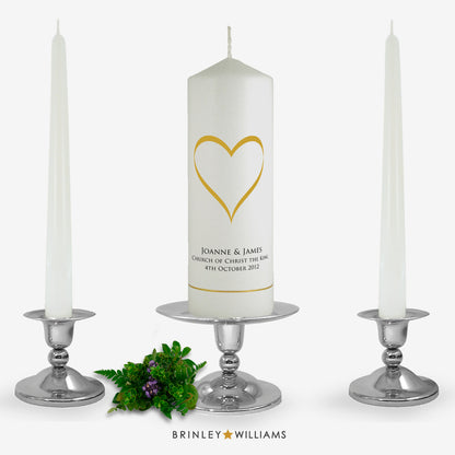 Love Heart Personalised Unity Candle Set - Bronze