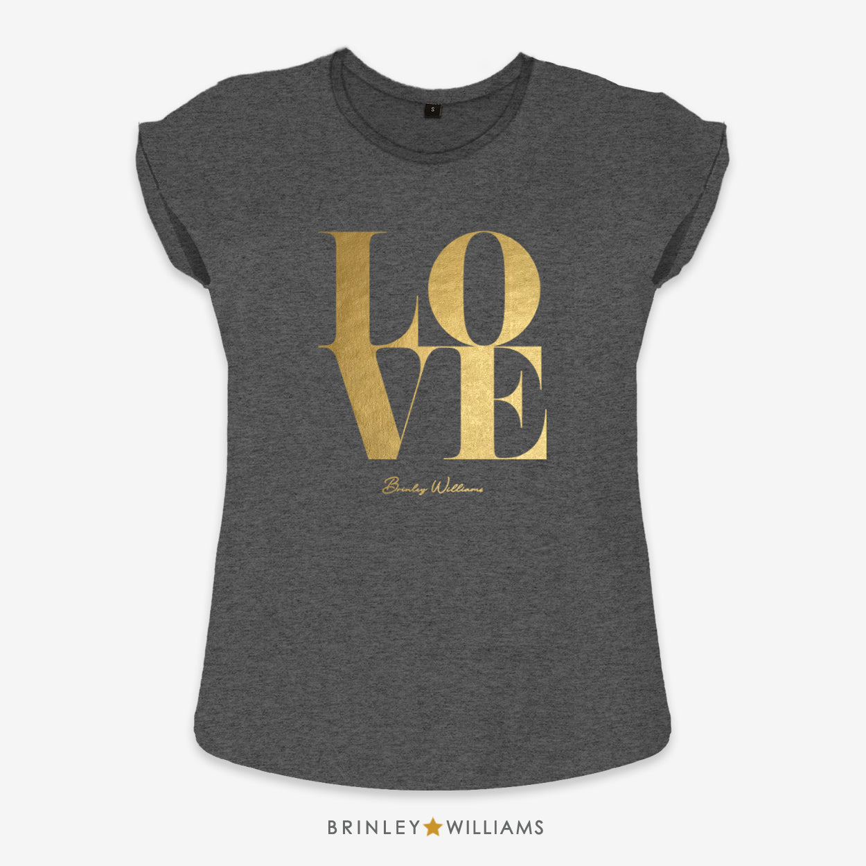 Love Cube Rolled Sleeve T-shirt - Charcoal