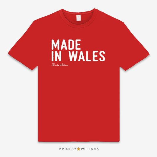 Made in Wales Unisex Kids Welsh T-shirt - Fire red