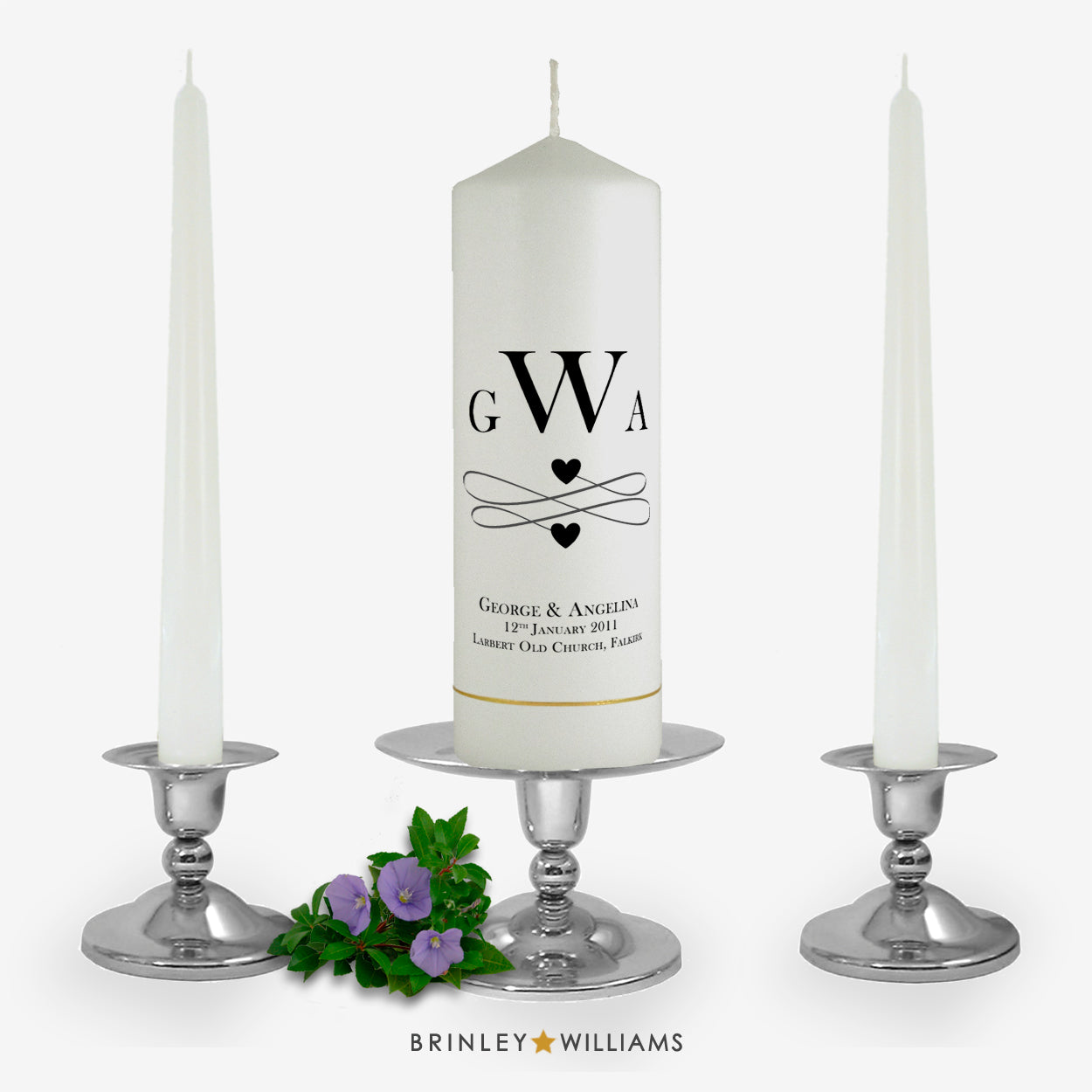 Monogram Personalised Unity Candle Set - Charcoal