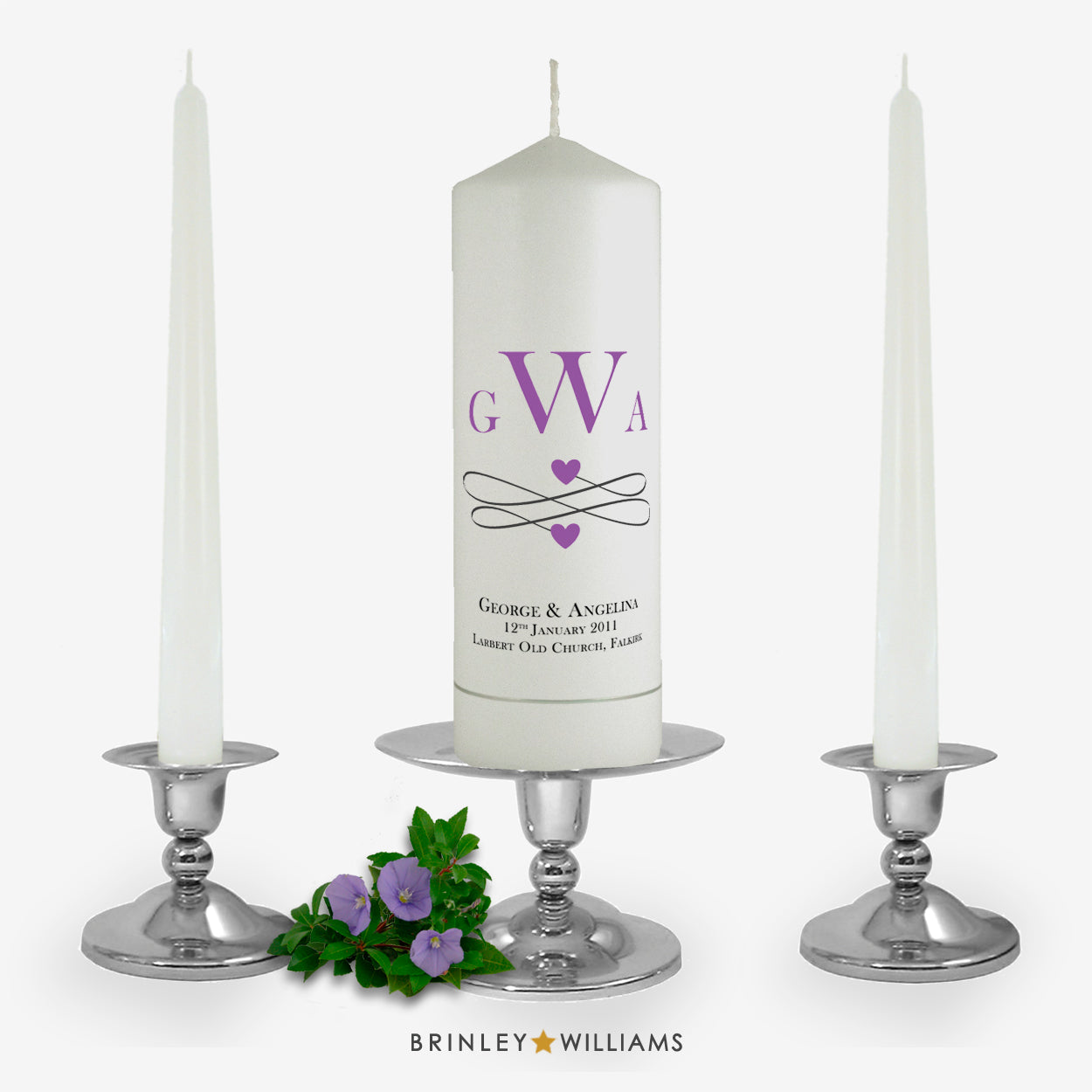 Monogram Personalised Unity Candle Set - Lavender