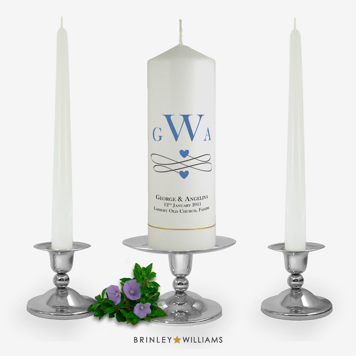 Monogram Personalised Unity Candle Set - Sky Blue