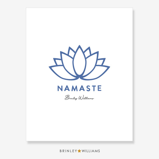 Lotus Flower Namaste Wall Art Poster - Blue