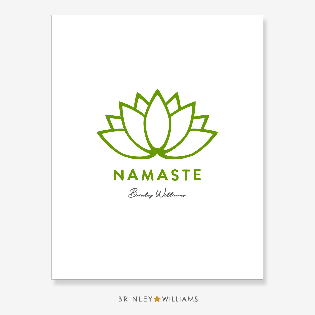 Lotus Flower Namaste Wall Art Poster - Green