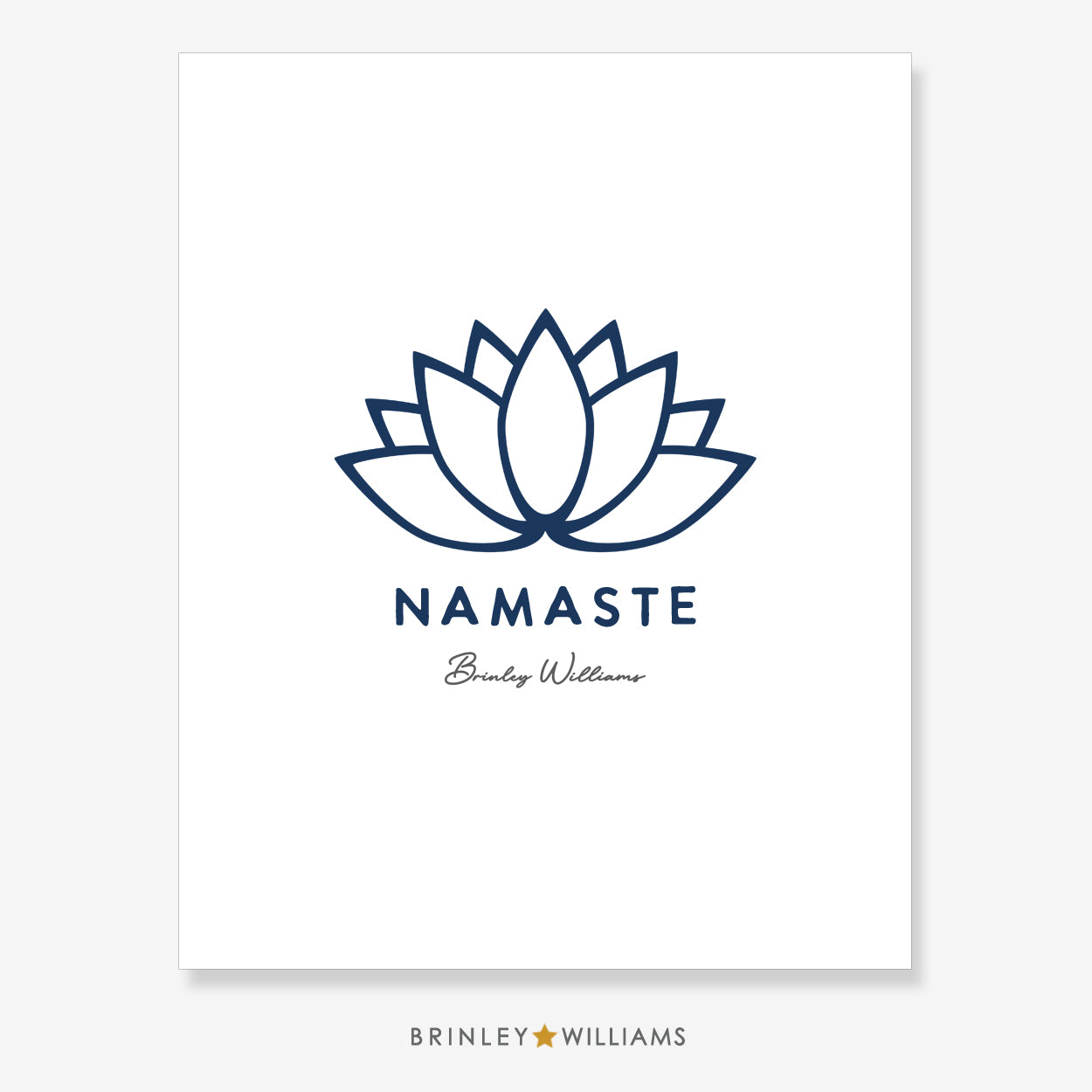 Lotus Flower Namaste Wall Art Poster - Navy