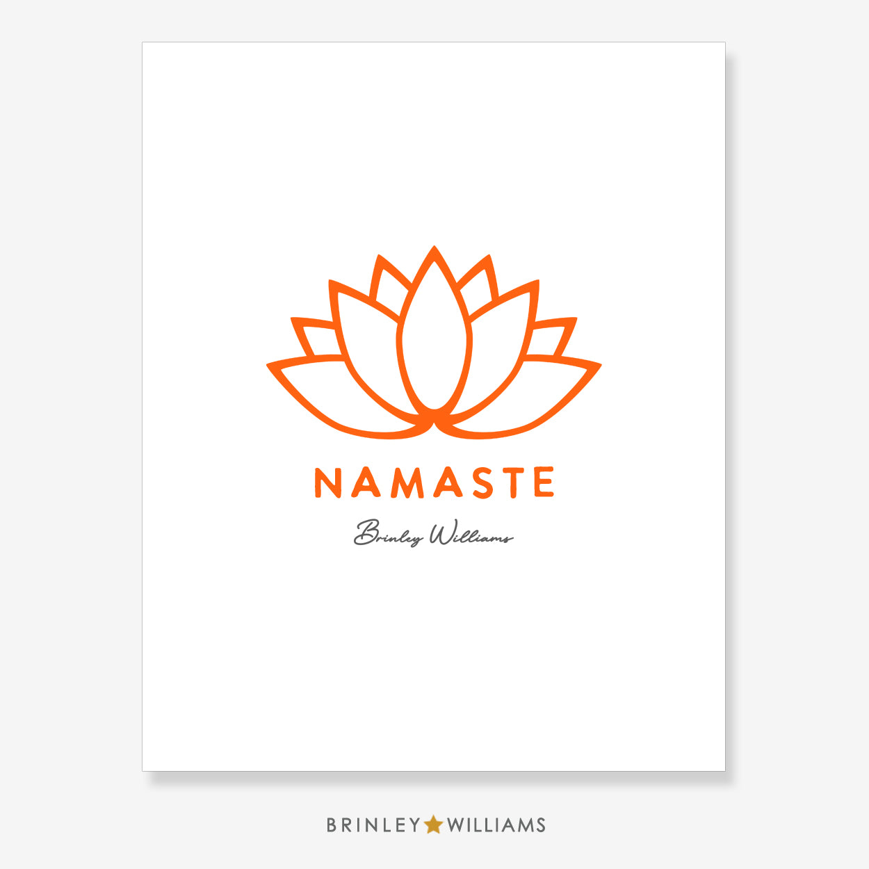 Lotus Flower Namaste Wall Art Poster - Orange