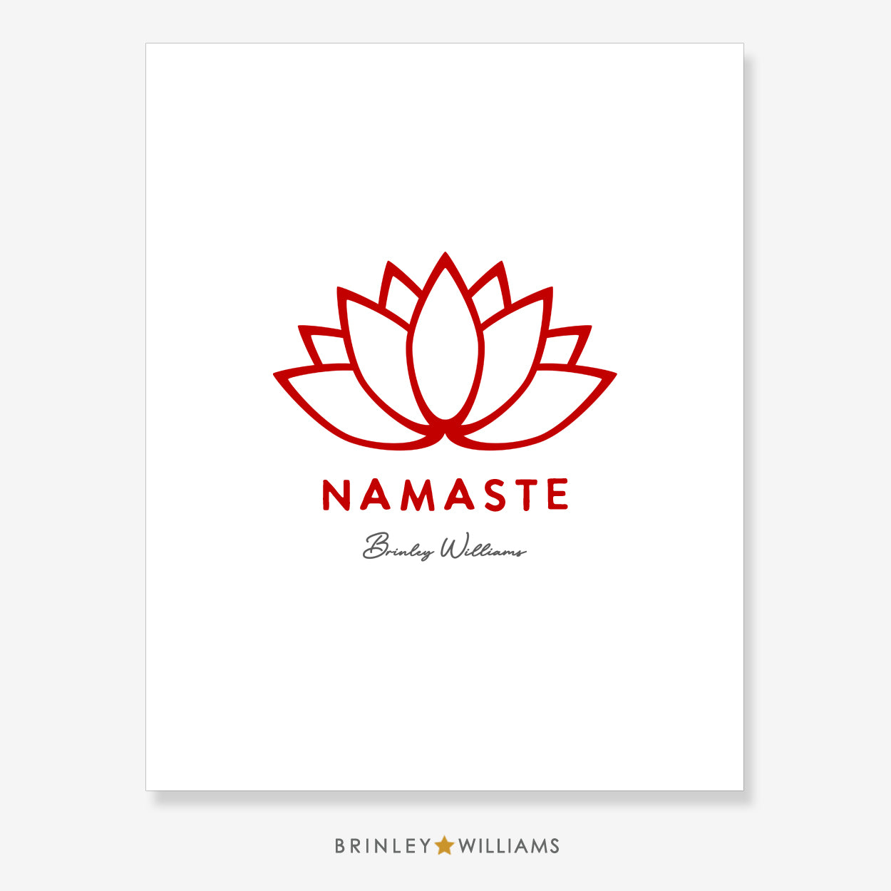 Lotus Flower Namaste Wall Art Poster - Red