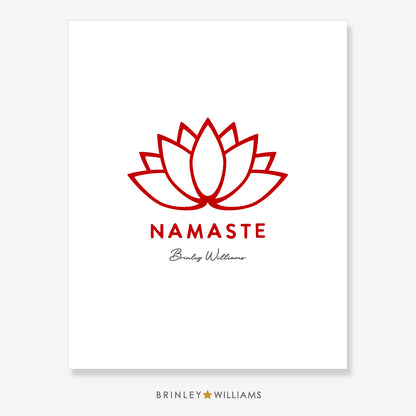 Lotus Flower Namaste Wall Art Poster - Red