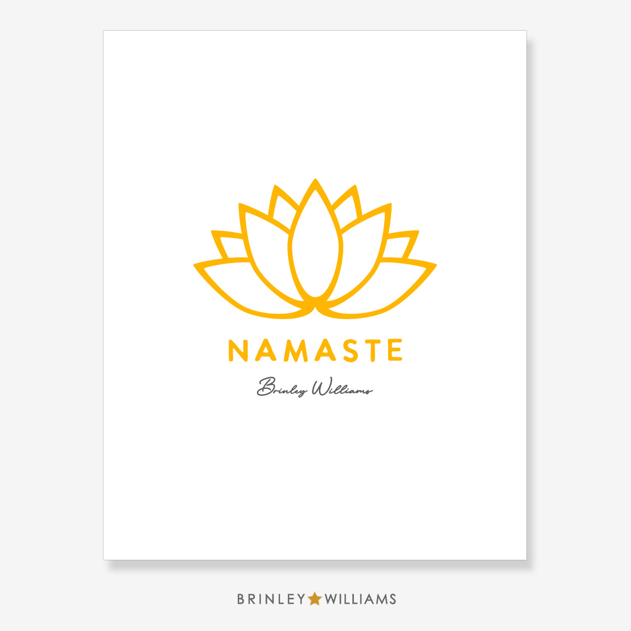 Lotus Flower Namaste Wall Art Poster - Yellow