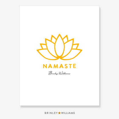 Lotus Flower Namaste Wall Art Poster - Yellow