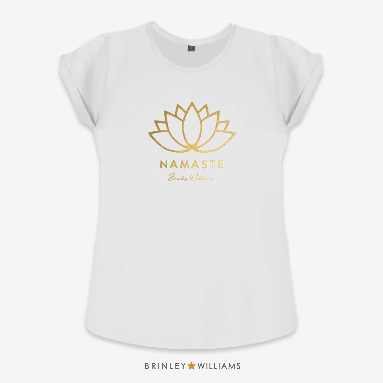 Namaste Lotus Flower Rolled Sleeve T-shirt - White
