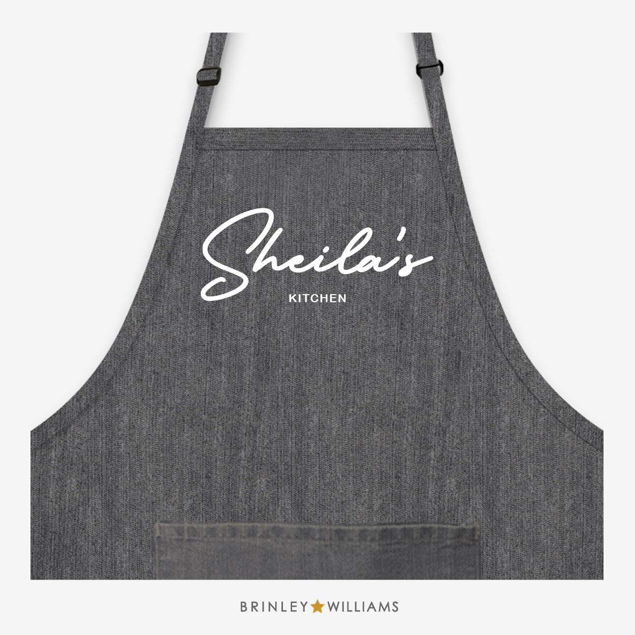 Kitchen Name Personalised Black Denim Apron