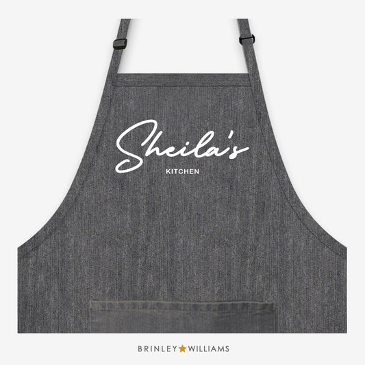 Kitchen Name Personalised Black Denim Apron