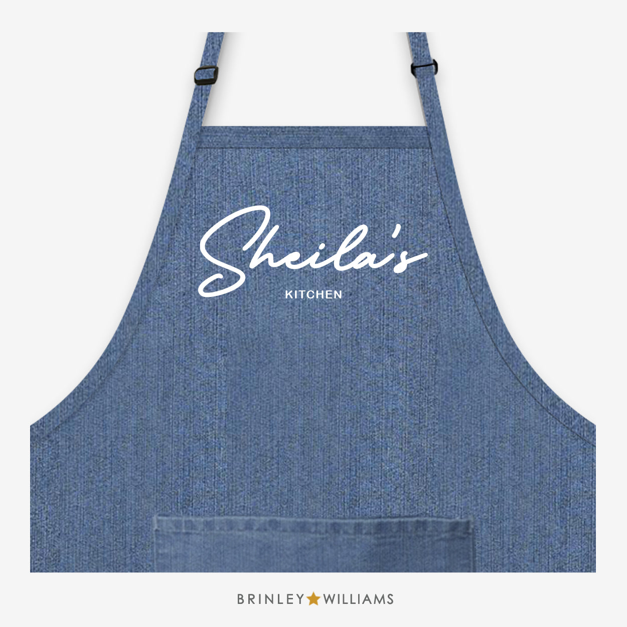 Kitchen Name Personalised Blue Denim Apron