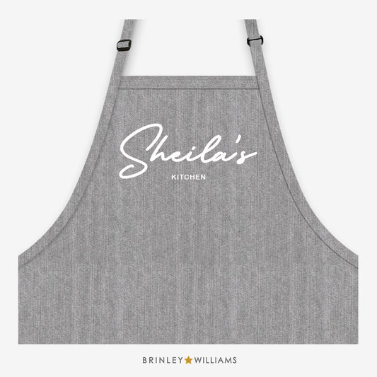 Kitchen Name Denim Apron - Personalised - Grey Denim