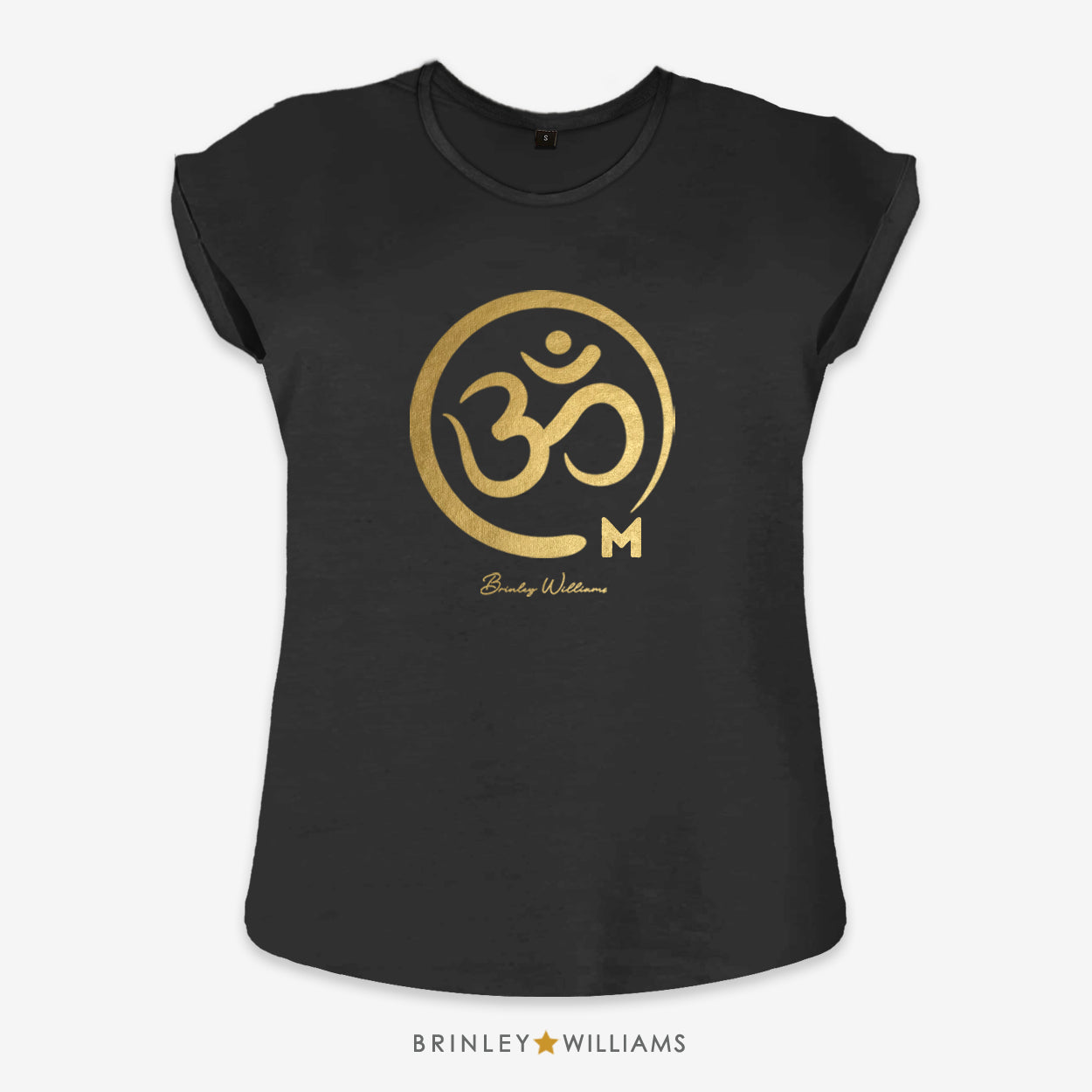 Om Rolled Sleeve T-shirt - Black