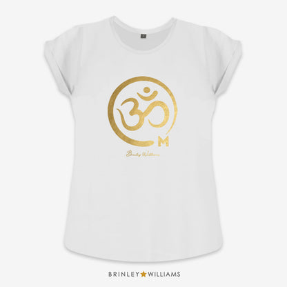 Om Rolled Sleeve T-shirt - White