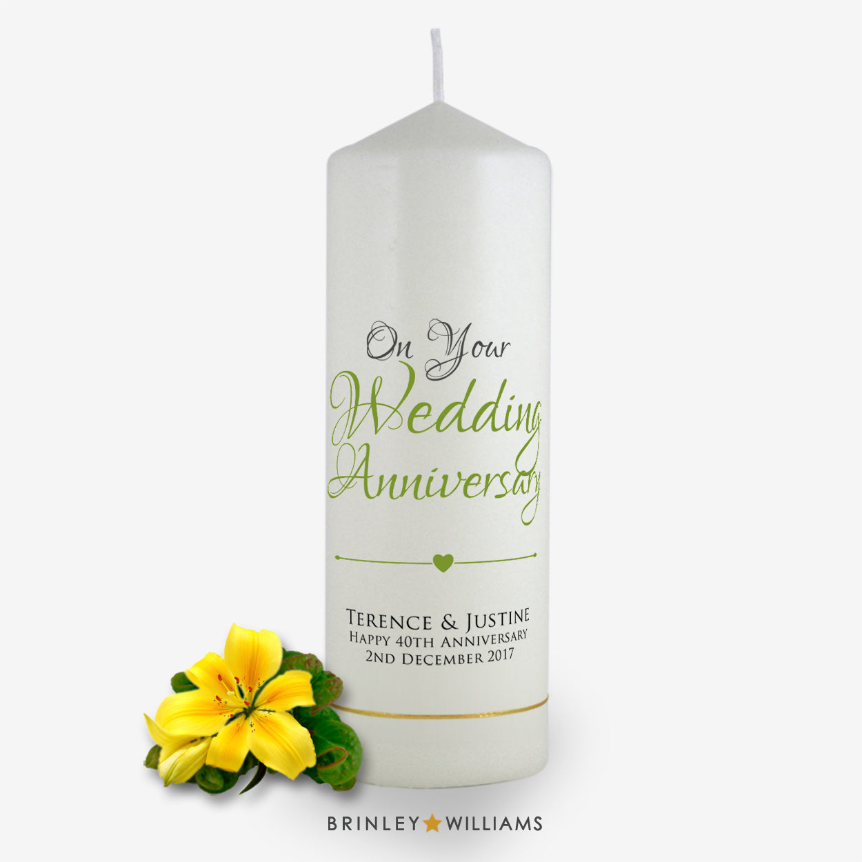 On your Wedding Anniversary Personalised  Candle - Emerald