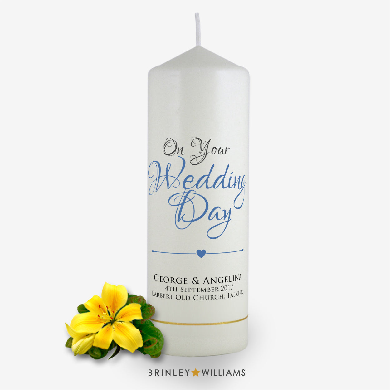 On your Wedding Day Personalised  Candle - Sky Blue