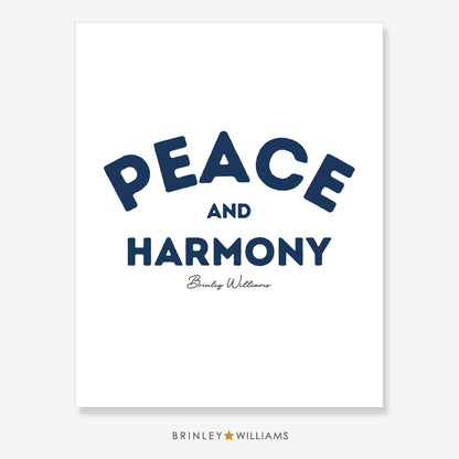 Peace and Harmony Wall Art Poster - Navy