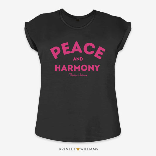 Peace & Harmony Rolled Sleeve T-shirt - Black
