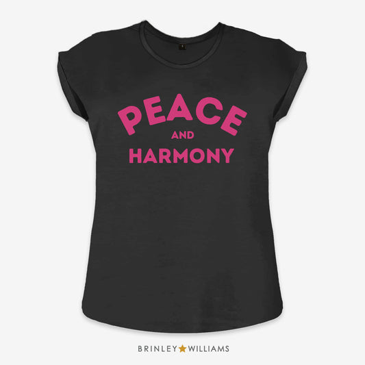 Peace & Harmony Rolled Sleeve T-shirt - Black