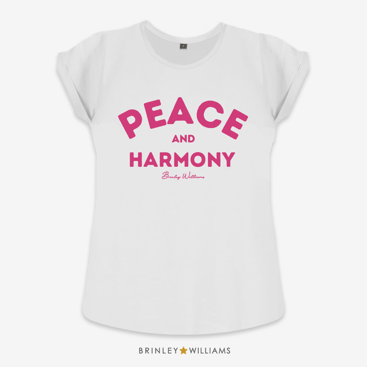 Peace & Harmony Rolled Sleeve T-shirt - White