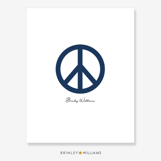 Peace Sign Wall Art Poster - Navy