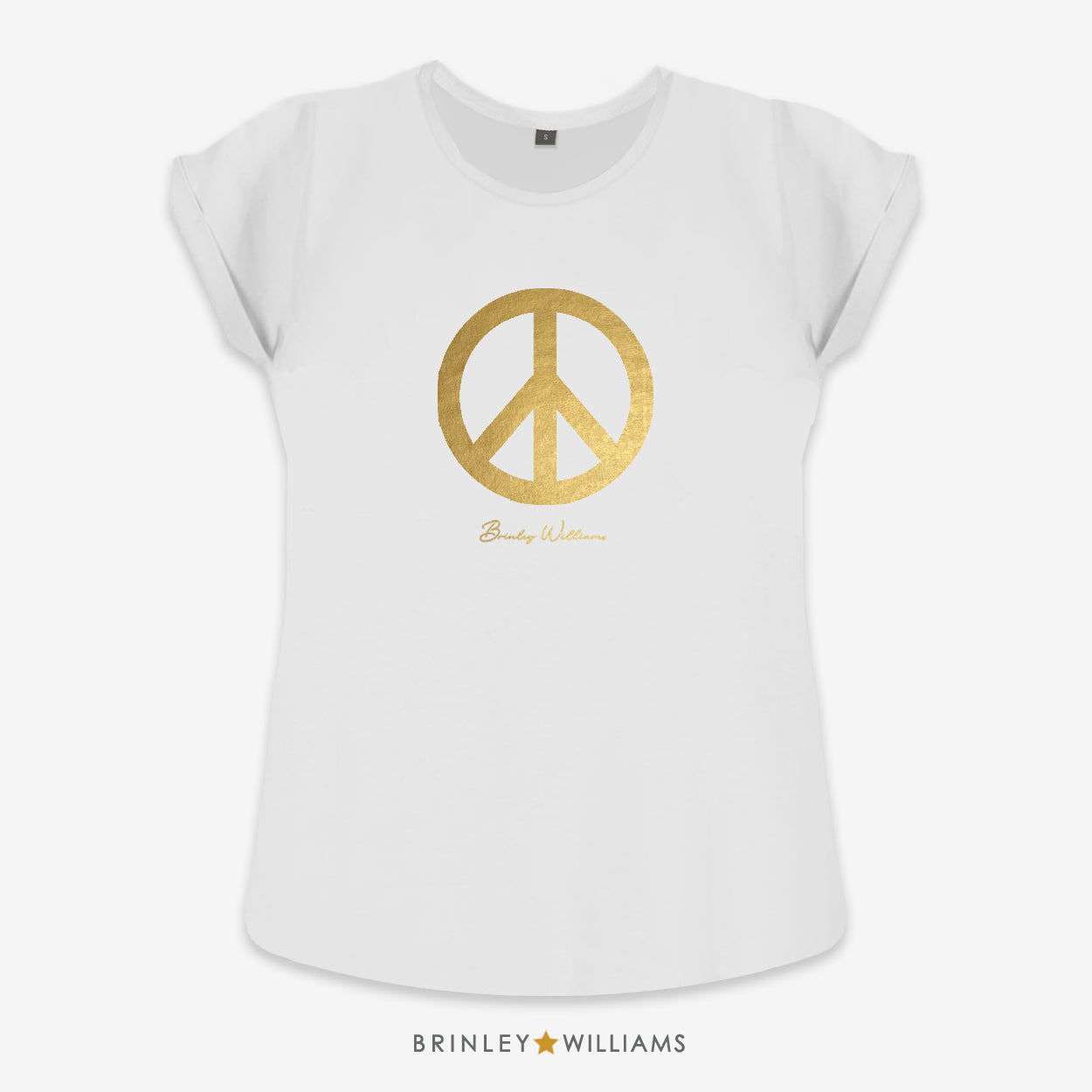 Peace Sign Rolled Sleeve T-shirt - White