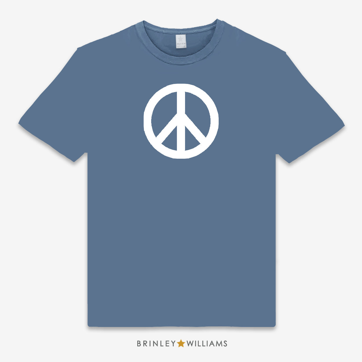Indigo Blue Unisex t-shirt with a white peace symbol design
