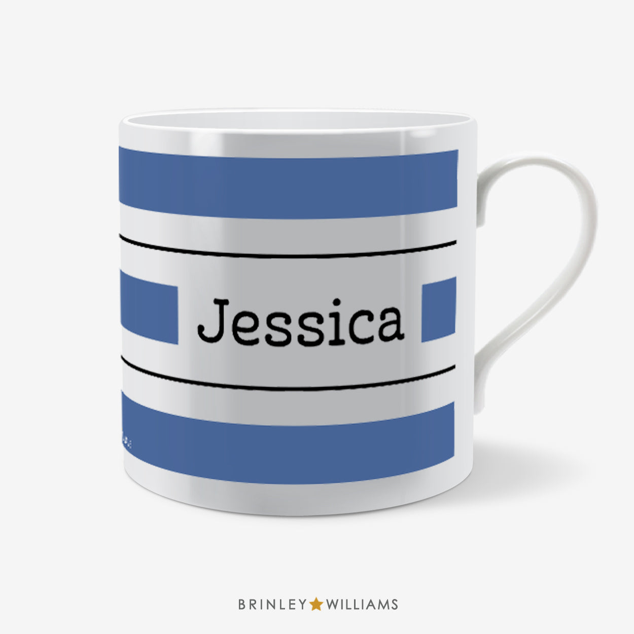 Pin Striped Personalised Mug - Blue