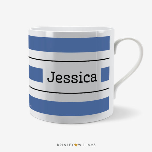 Pin Striped Personalised Mug - Blue