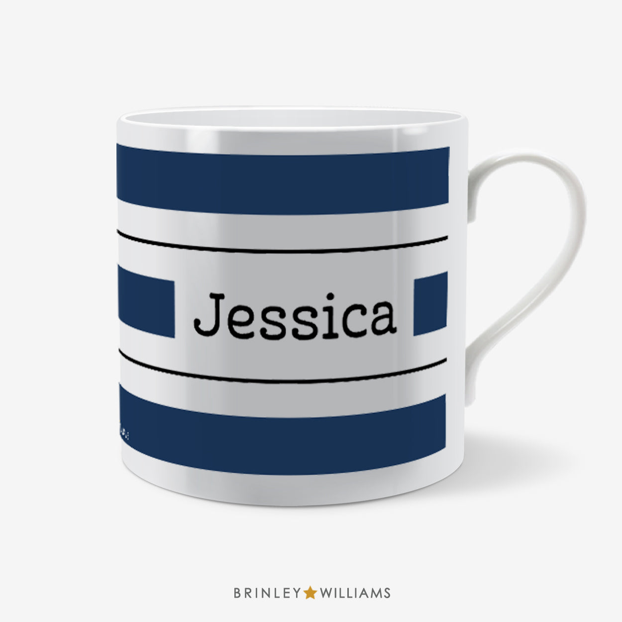 Pin Striped Personalised Mug - Navy