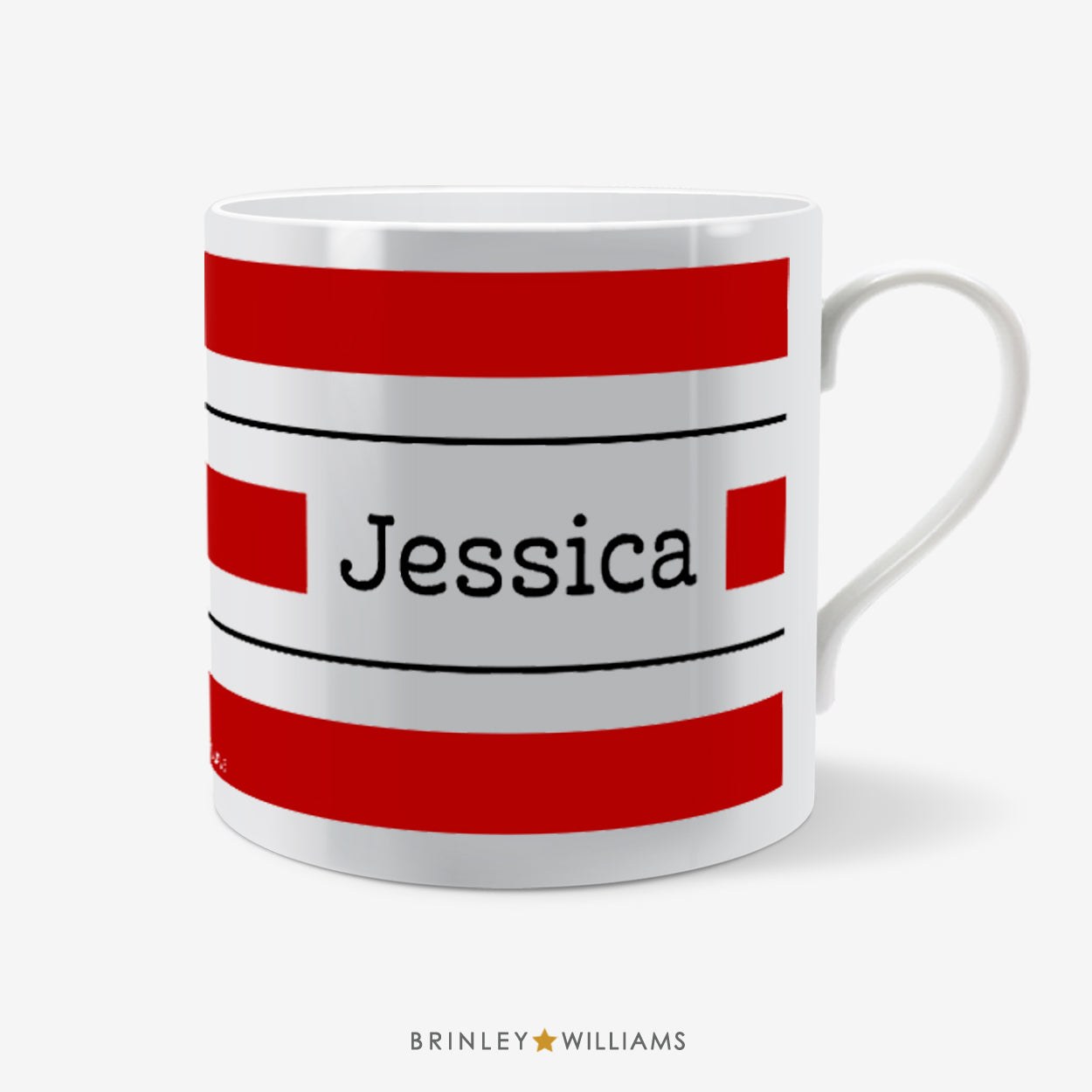 Pin Striped Personalised Mug - Red