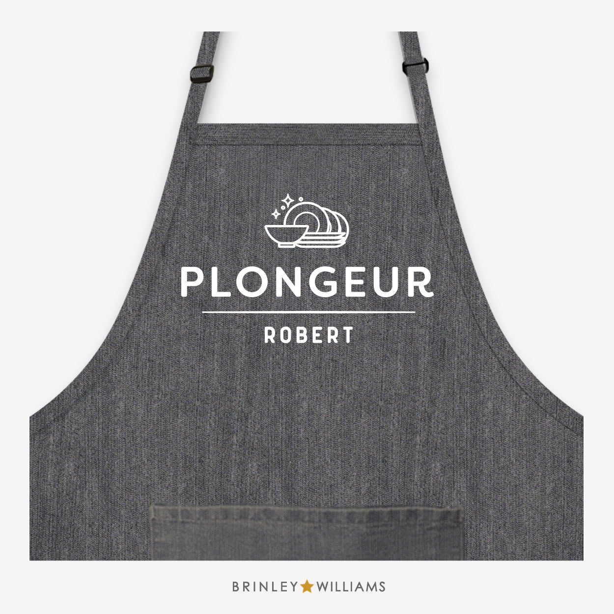 Personalised Plongeur  Denim Apron - Black