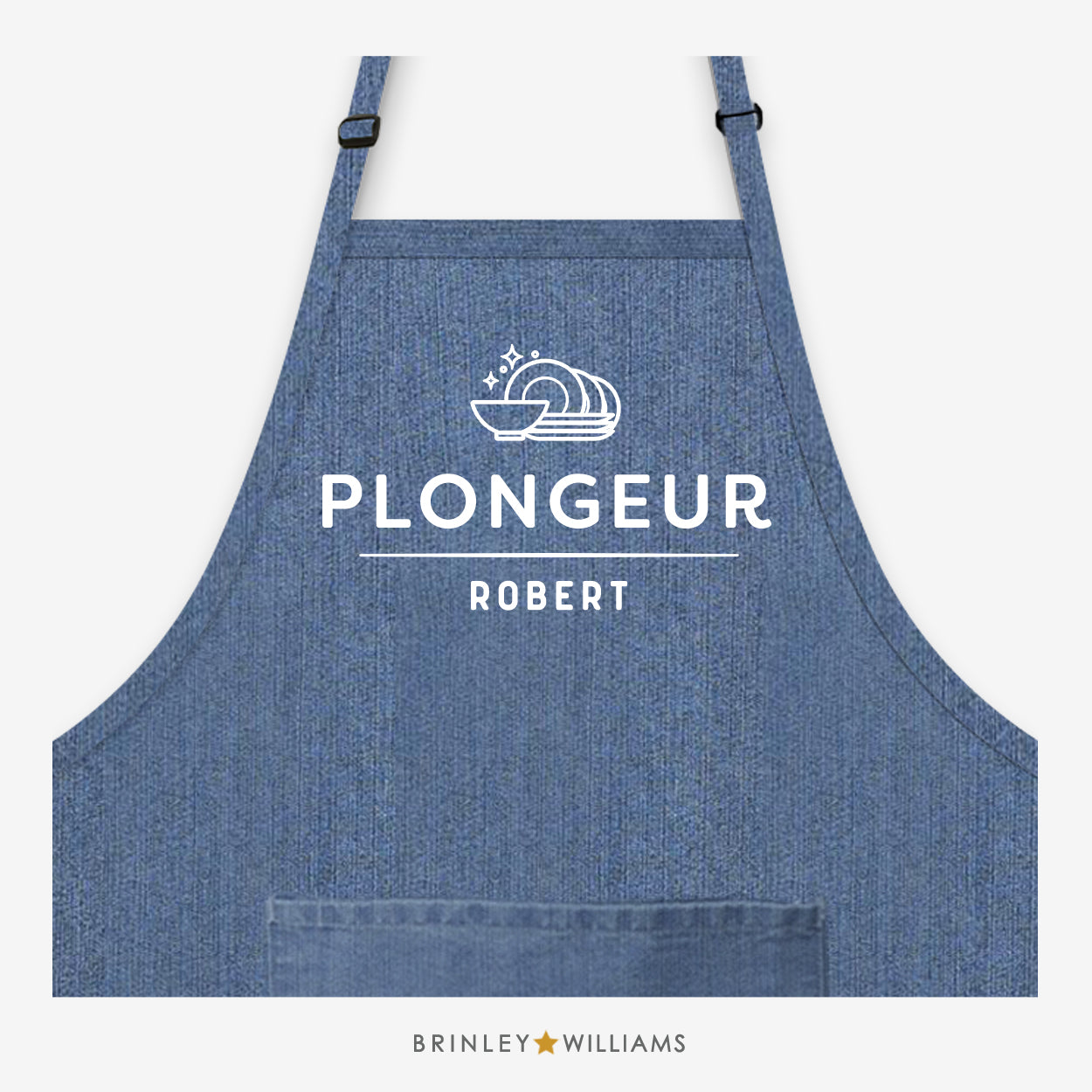 Personalised Plongeur  Denim Apron - Blue