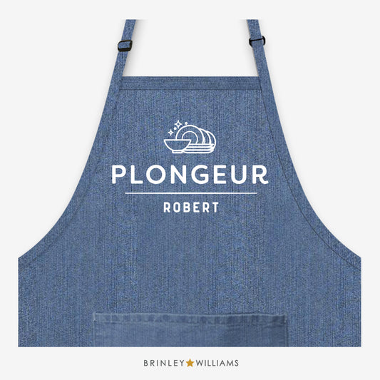 Personalised Plongeur  Denim Apron - Blue