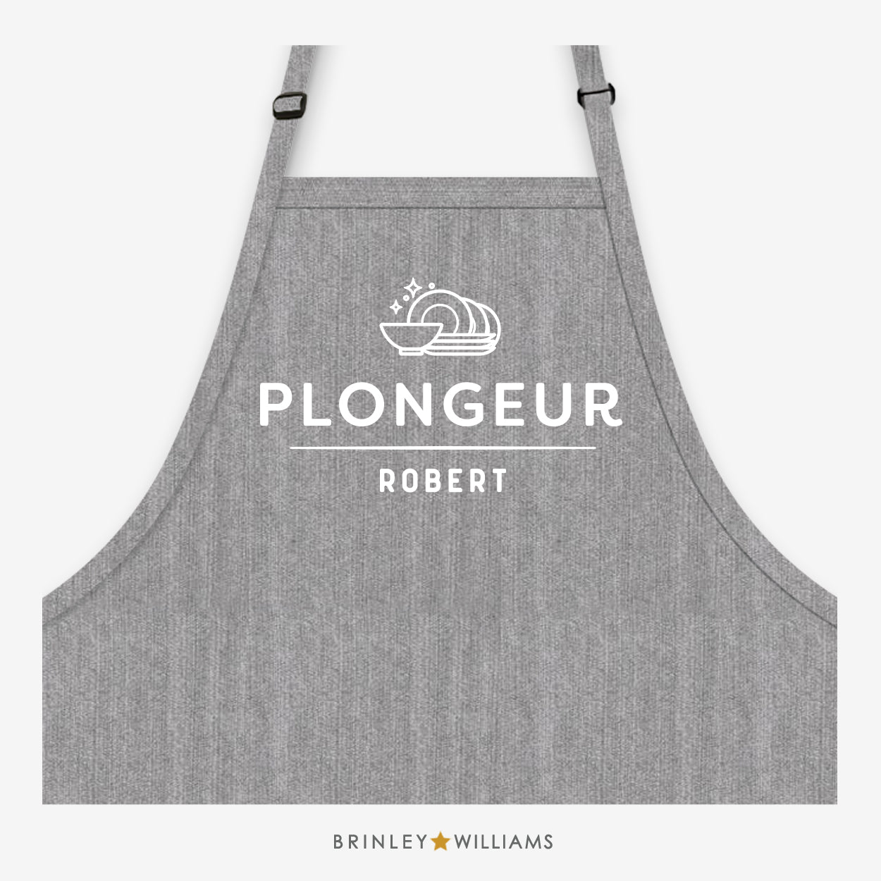 Personalised Plongeur  Denim Apron - Grey 