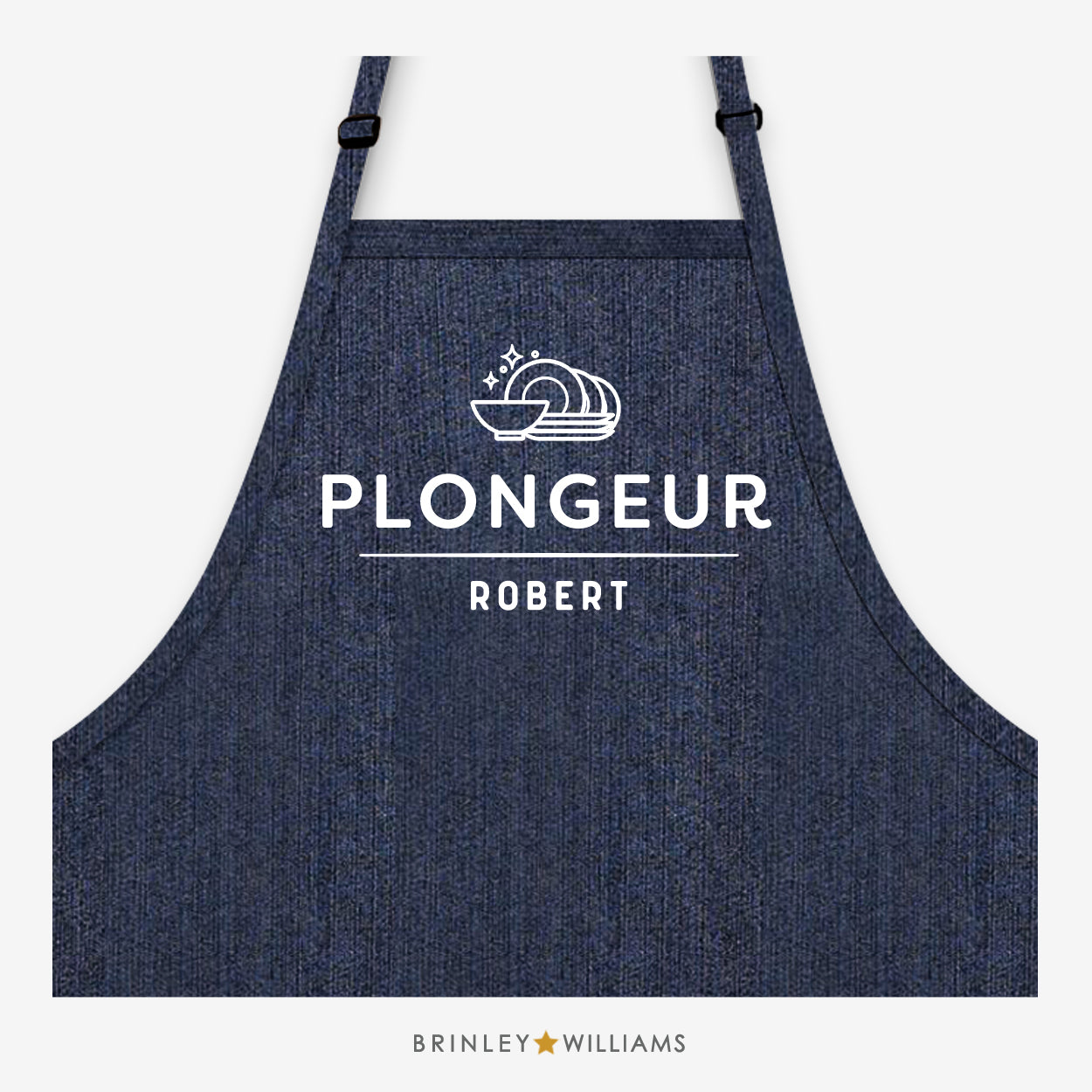 Personalised Plongeur  Denim Apron - Indigo 
