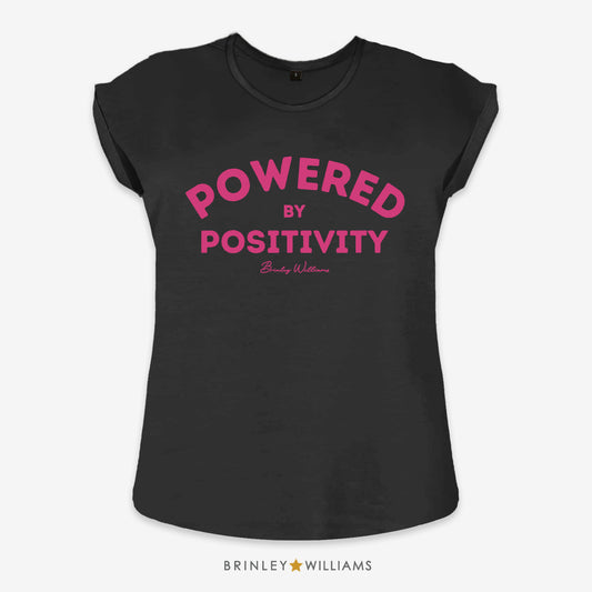 Powered by Positivity Rolled Sleeve T-shirt - Black