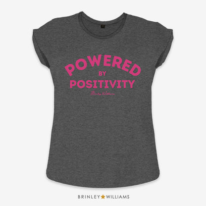Powered by Positivity Rolled Sleeve T-shirt - Charcoal