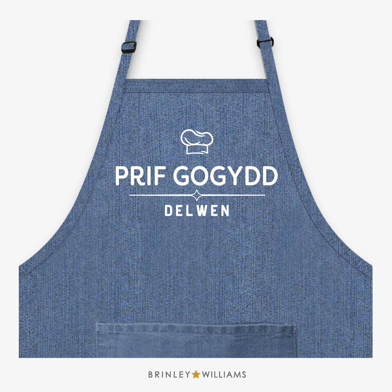 Prif Gogydd Personalised Denim Apron - Blue