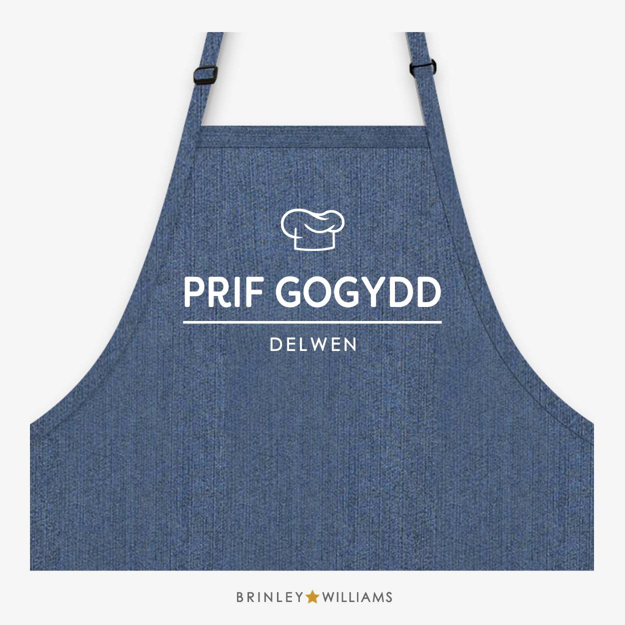 Prif Gogydd Denim Apron - Personalised - Indigo Blue Denim