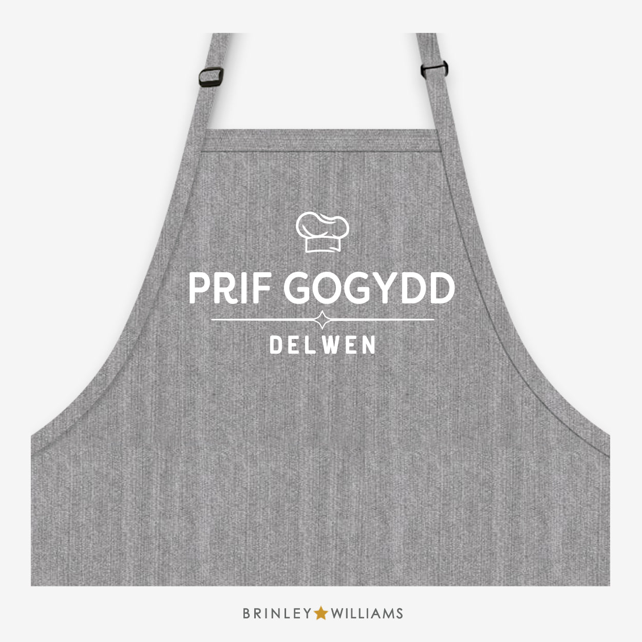 Prif Gogydd Personalised Denim Apron - Grey