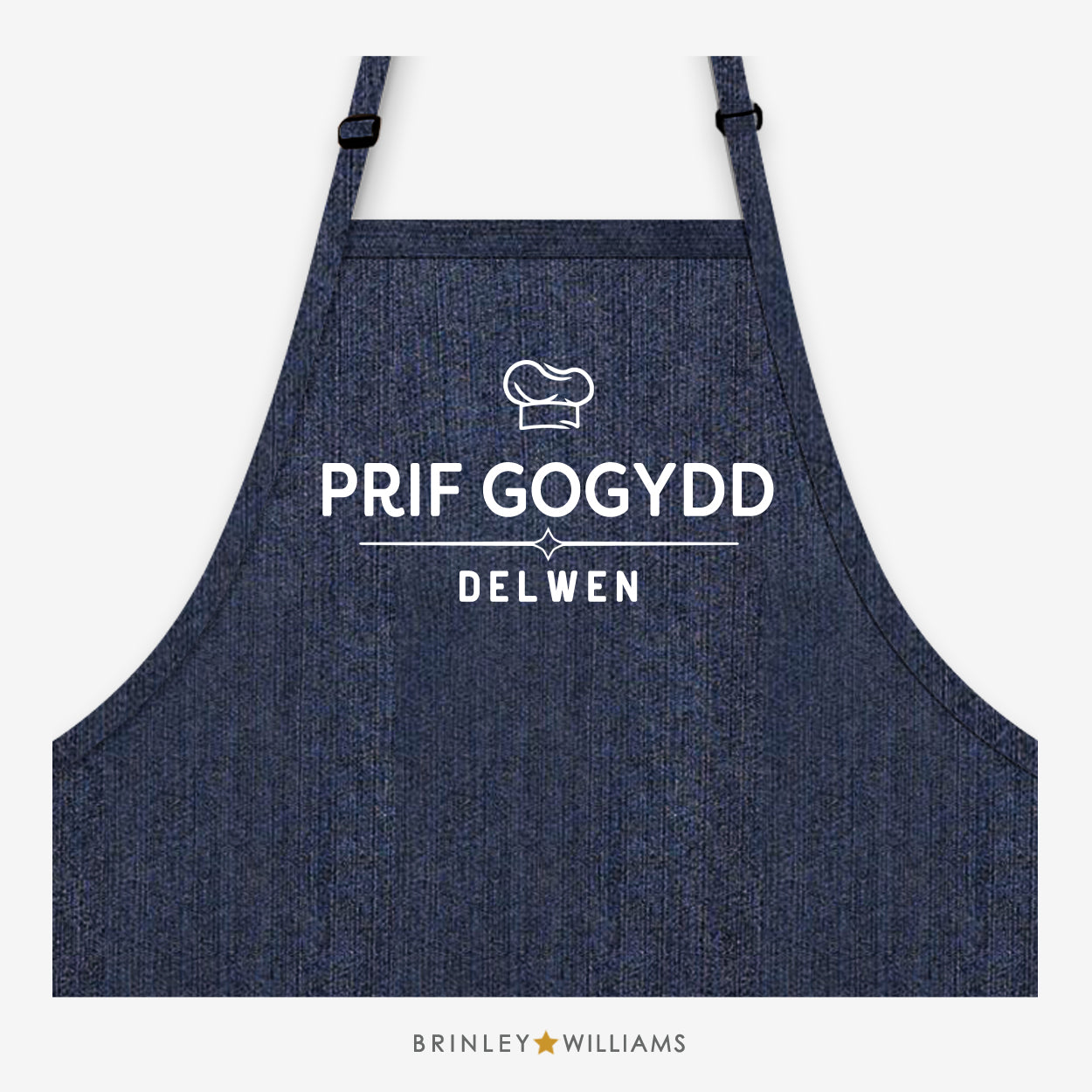 Prif Gogydd Personalised Denim Apron - Indigo