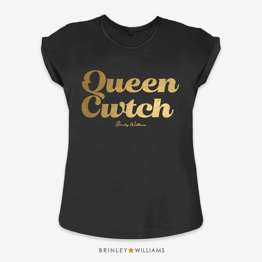 Queen Cwtch Rolled Sleeve T-shirt - Black