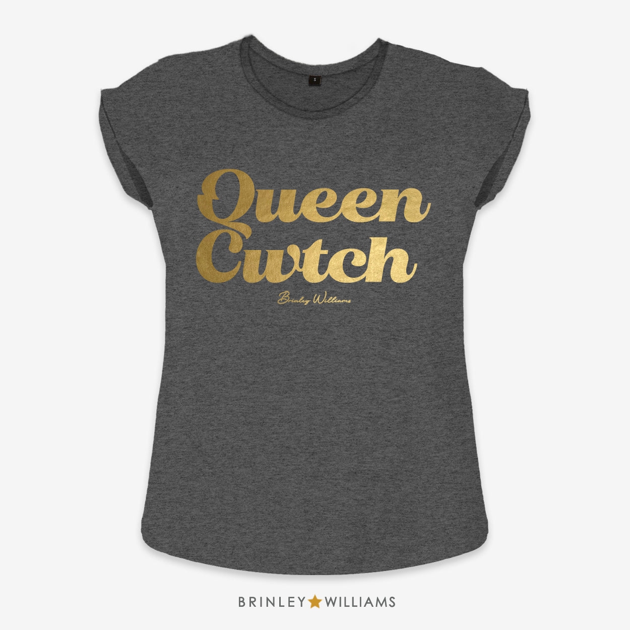 Queen Cwtch Rolled Sleeve T-shirt - Charcoal