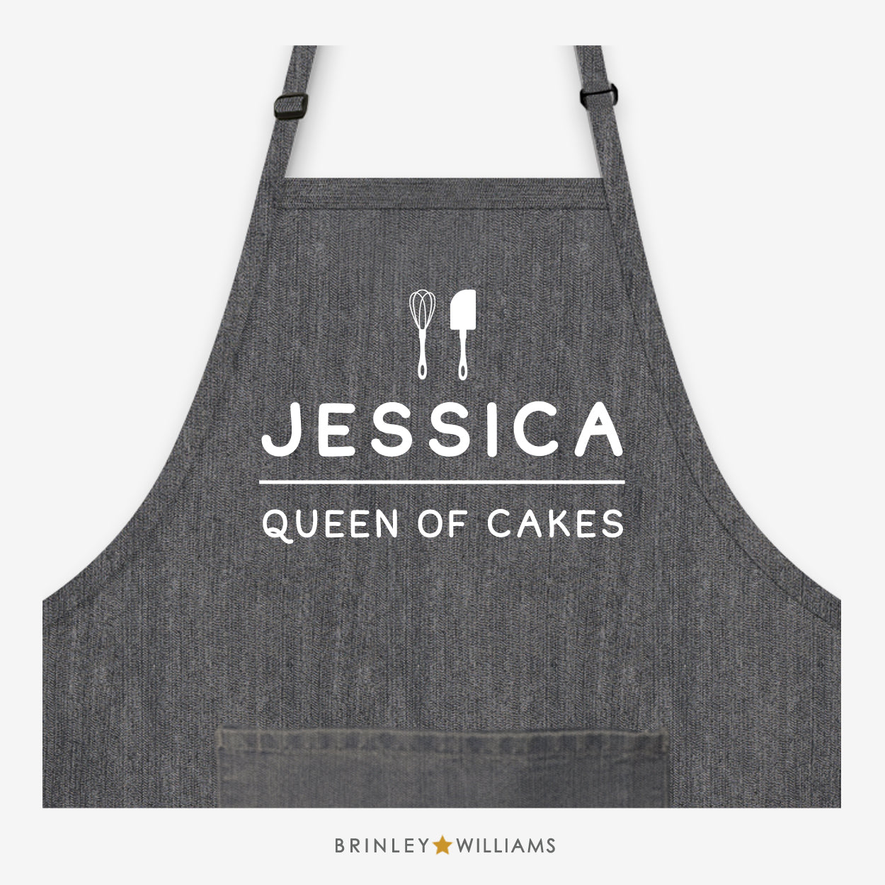 Queen of Cakes Personalised Black Denim Apron