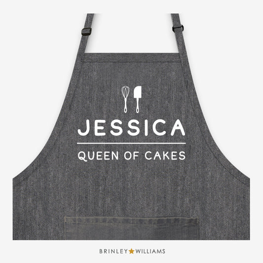 Queen of Cakes Personalised Black Denim Apron